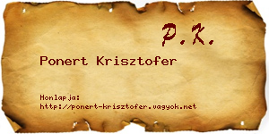 Ponert Krisztofer névjegykártya